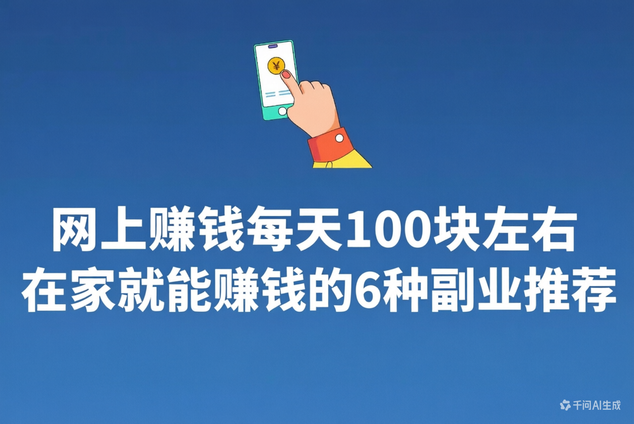 网上赚钱每天100块左右,在家就能赚钱的6种副业推荐